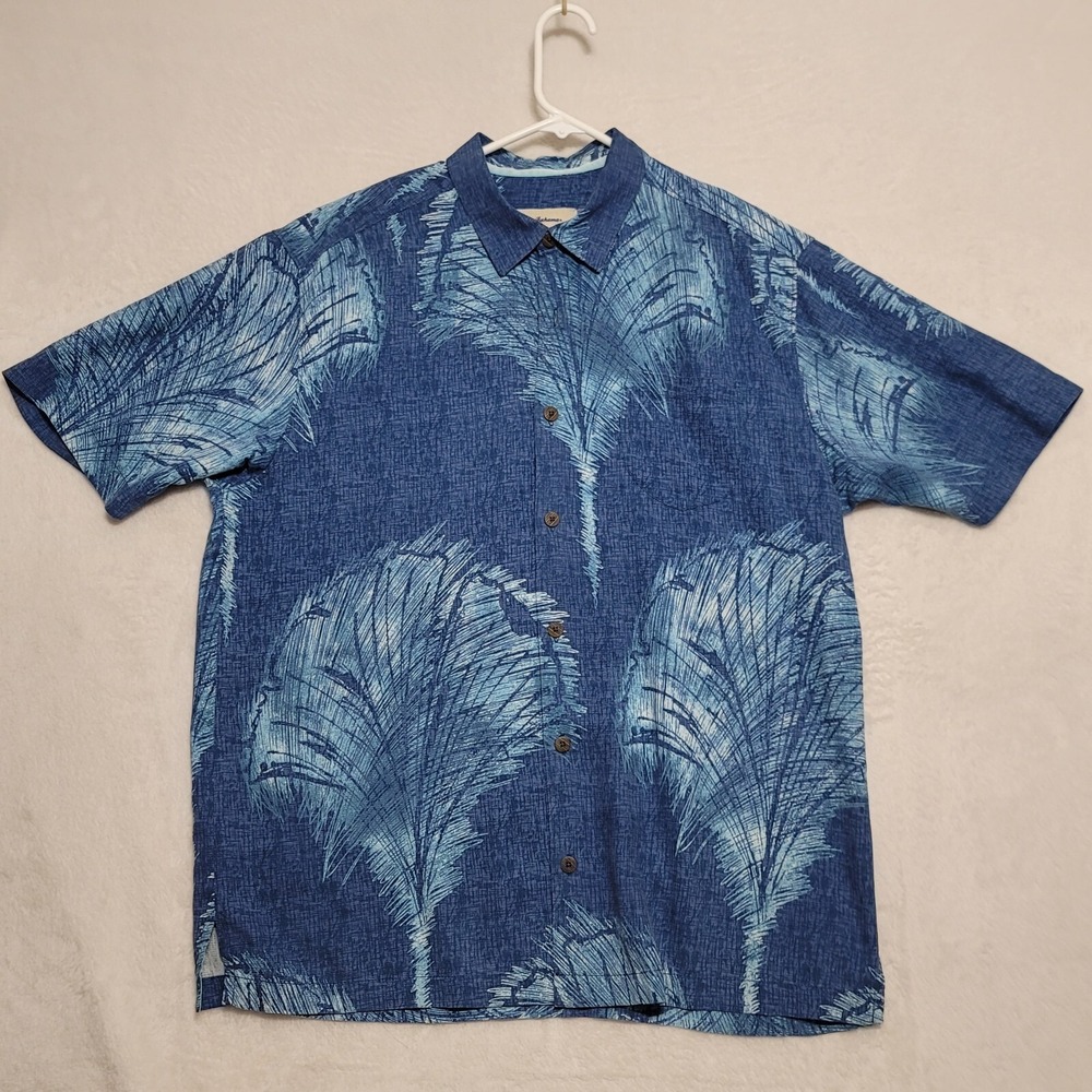 Tommy Bahama Men's Hawaiian‎ Shirt M Medium Blue Floral 100% Silk Button Up